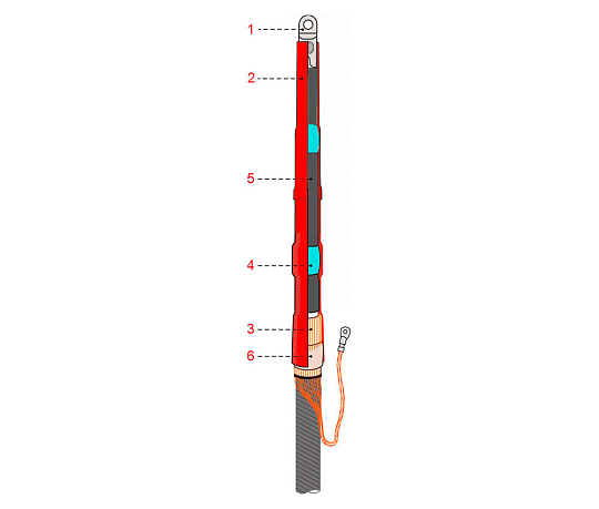 Муфта термоусаживаемая концевая внутренней установки для одножильного кабеля с пластмассовой изоляцией из сшитого полиэтилена, на напряжение до 35 кВ включительно ПКВТ(н)-О-35-95 ( комплект на 3 фазы, с наконечником НС95)