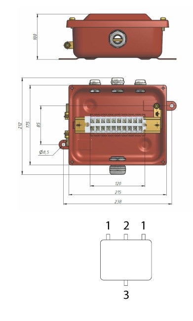 коробка соединительная КС-10 с пластмассовыми кабельными вводами