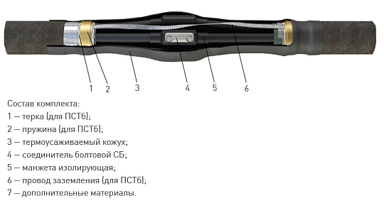 Муфта 5 ПСТ-1  (25-50) с соединителями (пластик без брони) ЗЭТАРУС