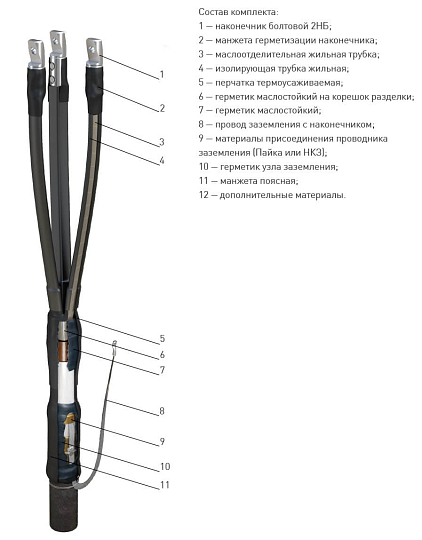 Муфта 3 КВТп-10  (70-120) нг-Ls с наконечниками ЗЭТАРУС