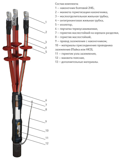 Муфта 3 КНТп-10  (70-120) с наконечниками ZKabel