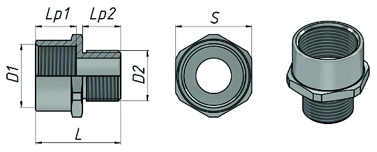 Ex-переходная муфта МПВН-G1/2-G3/4 Ех db e II Gb U ГОФРОМАТИК