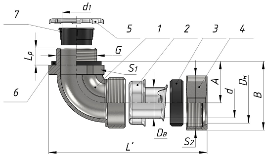 Муфты вводные РКн-90° IP54